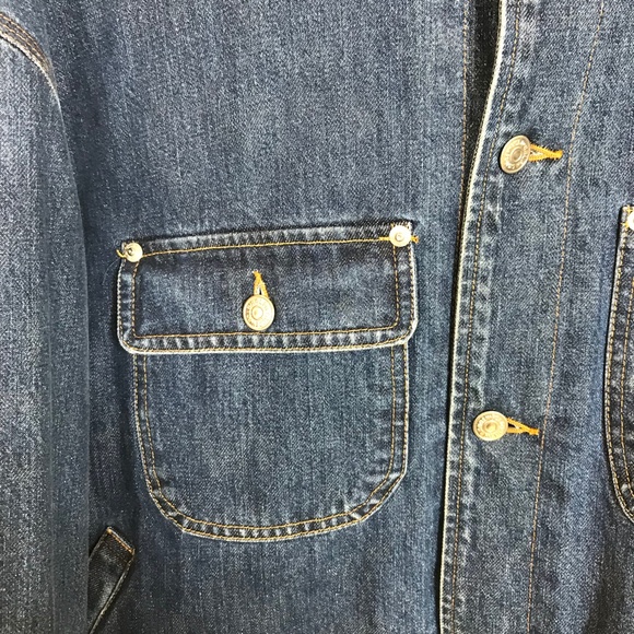 Vintage Polo Ralph Lauren Plaid Fleeced Hoodie Denim Trucker Jacket XL - Picture 4 of 14